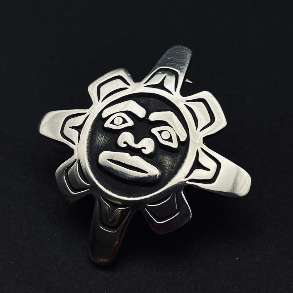 Metal Arts Group MAG Sterling Silver Sun Indigenous Pacific Northwest Pin - Picture 9 of 14